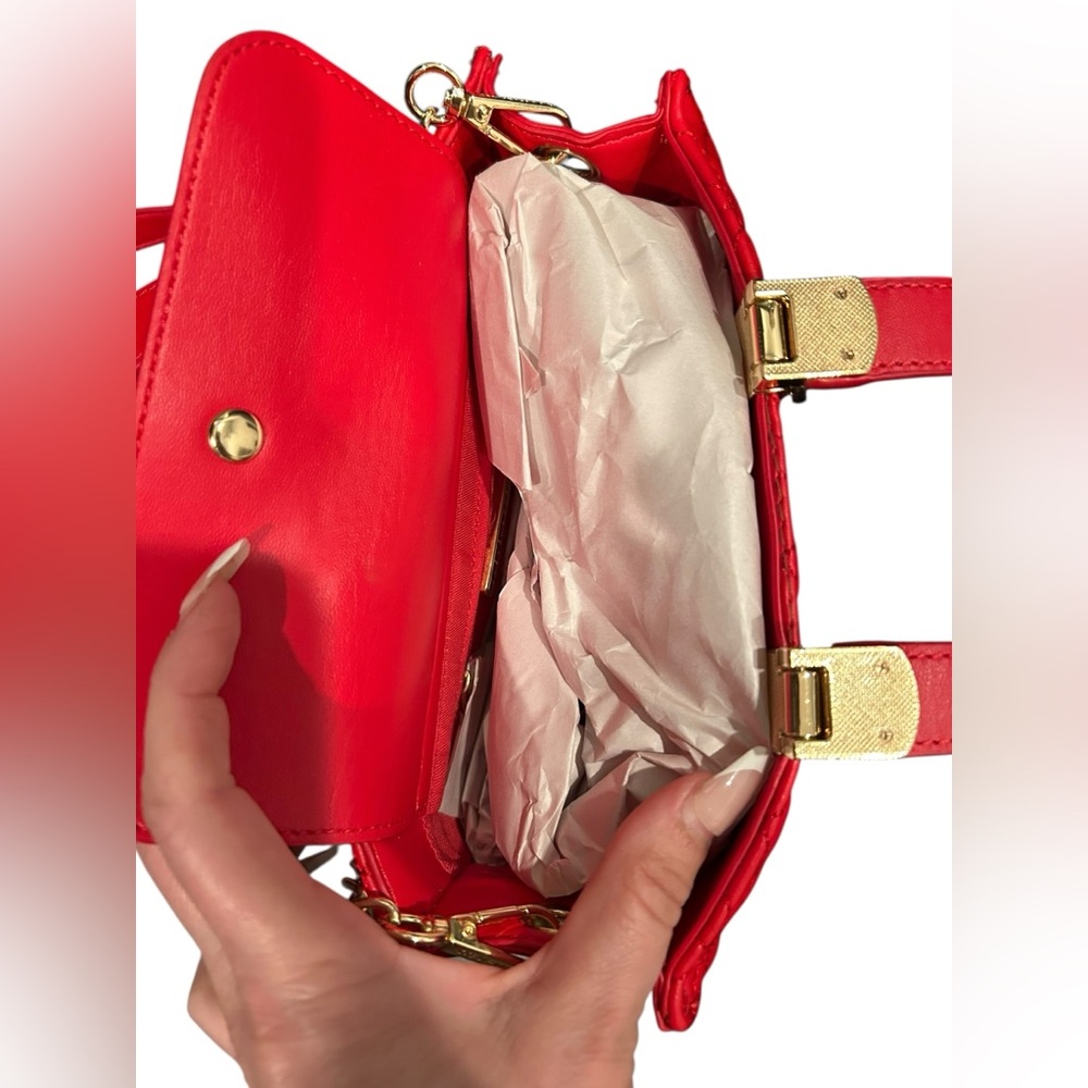 Steve Madden Chevy Red Bevelyn Satchel Crossbody Bag - Picture 3 of 5